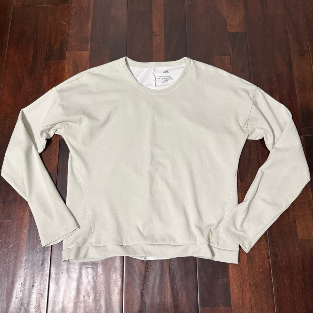 Adidas Running Climalite Long Sleeve Shirt Women’s Size Large Light Gray